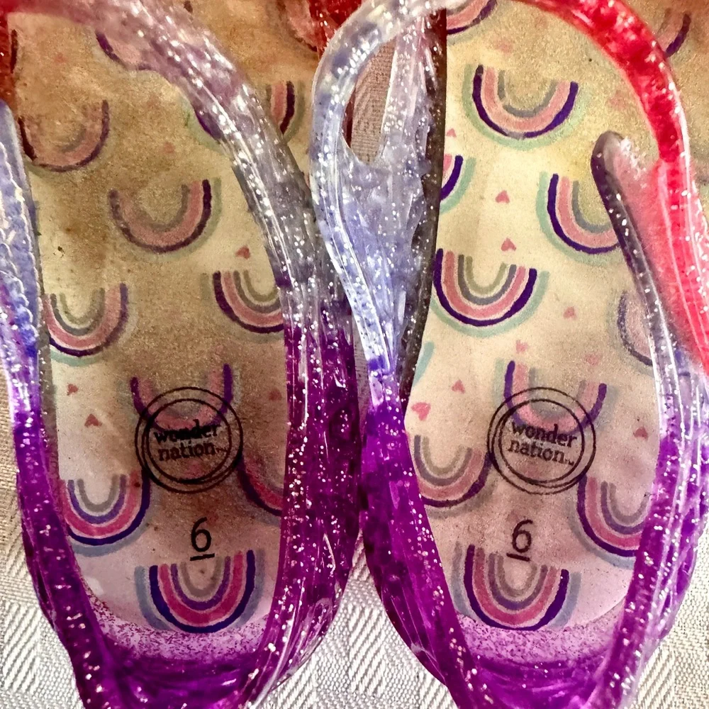 Wonder Nation Toddler Girl 6 Ombre Glitter Jelly Shoes Rainbow Mary Jane Purple